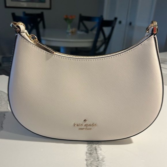 NWOT kate spade Cream Leather Nova Crescent Shoulder Bag Gold Tone Hardware - Picture 5 of 10